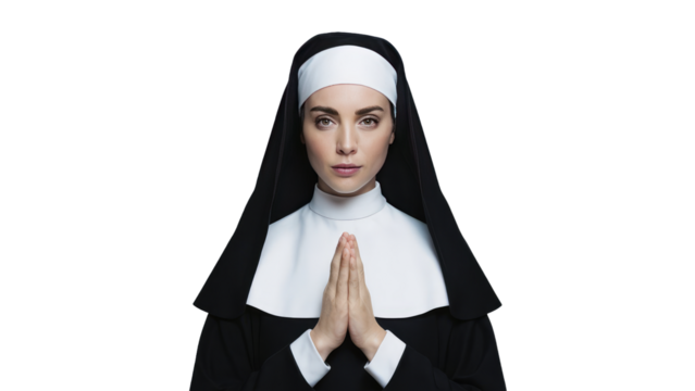 Statues of Holy Women in Roman Catholic Church isolated on white background.