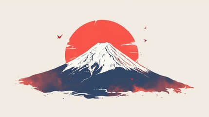 日本の日の丸と富士山18