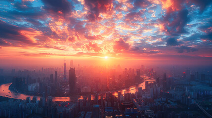 Milan City Skyline Created with Generative AI Technology: Futuristic Urban View