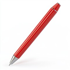 Red Ballpoint Pen Isolated on White Background