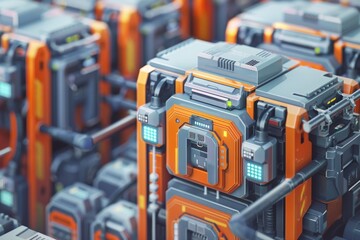 Fototapeta premium High-tech digital padlocks securing valuable cargo containers, highlighting security innovation