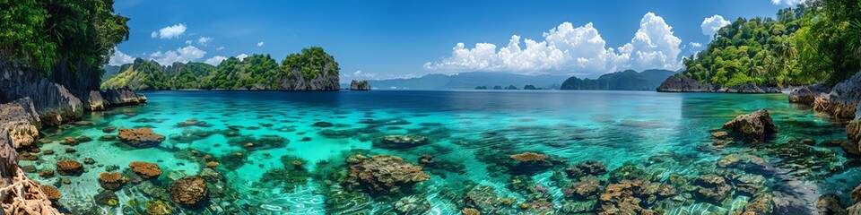 Fototapeta premium Crystalclear lagoon with diverse marine life, underwater ecosystem, pristine marine beauty