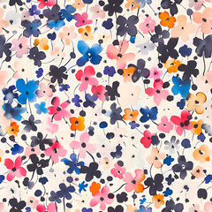 Watercolor floral seamless pattern, greeting cards and wallpaper design,generative ai