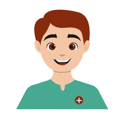 Male Medical Staff Avatar Illustration Isolated on White Background. Vector Character in Cartoon Design