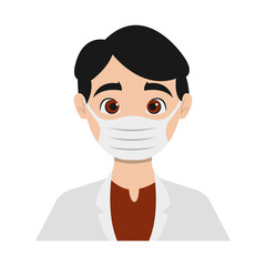 Male Medical Staff Avatar Illustration Isolated on White Background. Vector Character in Cartoon Design