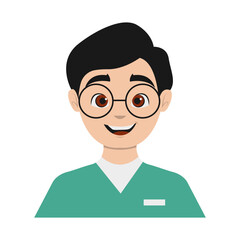 Male Medical Staff Avatar Illustration Isolated on White Background. Vector Character in Cartoon Design