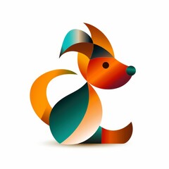 Naklejka premium Colorful geometric animal illustration with abstract shapes and vibrant hues. Perfect for modern design projects and creative visuals.