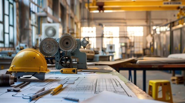 Engineer workspace working on new product, analyzing data