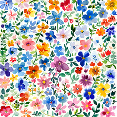 Watercolor floral seamless pattern, greeting cards and wallpaper design,generative ai