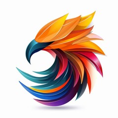 Obraz premium Vibrant and colorful abstract phoenix logo design, perfect for branding, marketing materials, web, and print media.