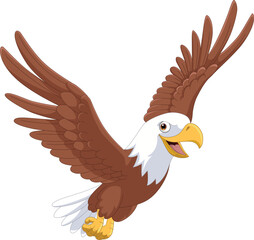 Illustration of a cartoon eagle flying