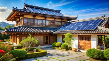 Obraz premium Traditional Japanese House: A Blend of Elegance and Tranquility