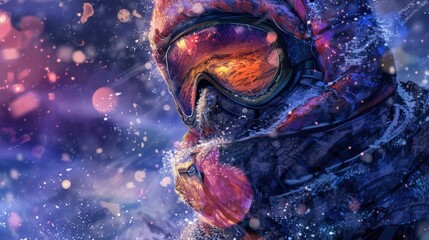 124. Winter Gear, realistic style, colors full, watercolor pattern, close-up, high contrast, glowing light,