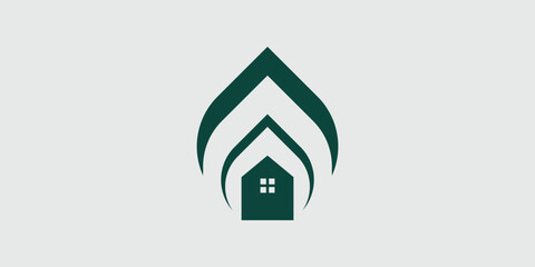 creative green house logo, with an easy and modern concept
