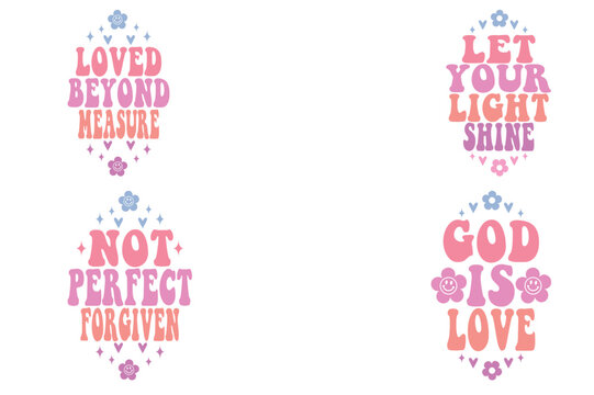 Loved Beyond Measure, let your light shine, not perfect forgiven, god is love retro keychain designs