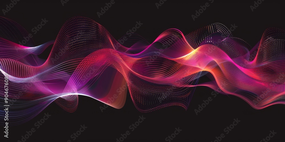 Poster exploring dynamic wave patterns presented in a beautiful array of vibrant colors