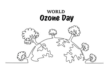 World Ozone Day concept. Single line draw design vector graphic illustration.