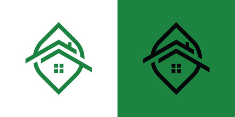 creative green house logo, with an easy and modern concept