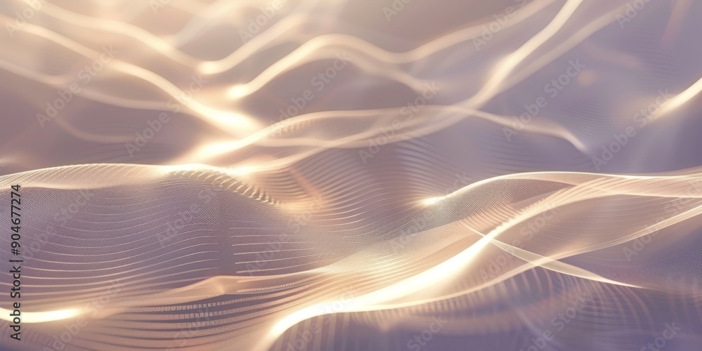 Poster soft glowing abstract light waves flow over a smooth surface, creating an ethereal effect and a sens