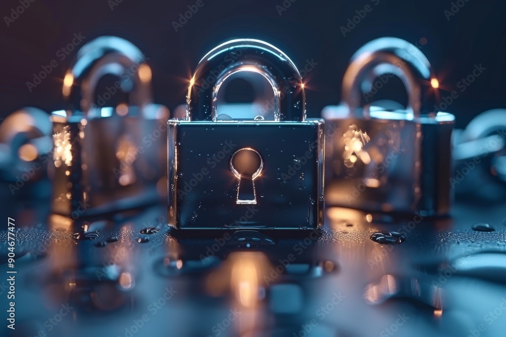 Poster rain-soaked padlocks on a bridge, evoking themes of security and persistence in adversity