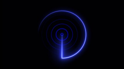 Neon light ship radar and plane radar icon conceptual location searching background illustration 4k.
