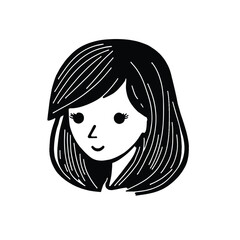 Girl hair styling icon on white background