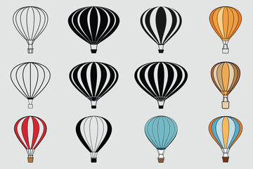 Hot Air Balloon Vector Illustration - Silhouette Air Transport for Travel