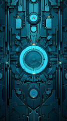 Fototapeta premium Digital technology mechanical lens gear abstract graphic poster background