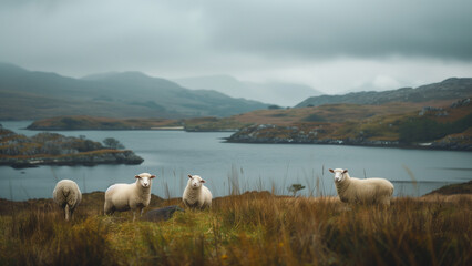Obraz premium Soft Light on Irish Meadow with Sheep
