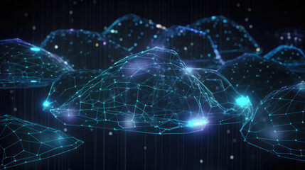 Futuristic Digital Network Cloud Illustration