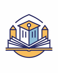 Monoline logo concept for university, school, institute or education, and your community