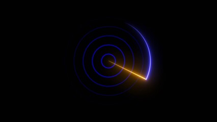Neon light ship radar and plane radar icon conceptual location searching background illustration 4k.
