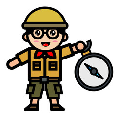 boy scout holding a compass