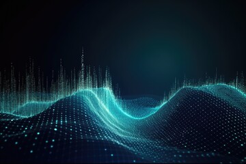Futuristic Digital Data Waveform on Dark Background