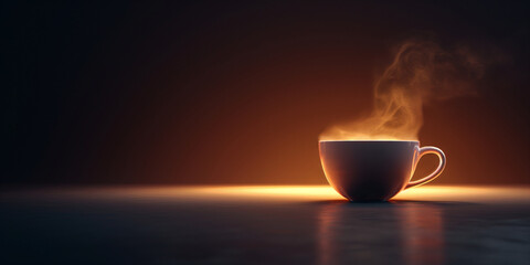 An elegantly simple coffee cup with steam
