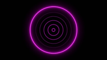 Technology Radio wave signal icon concept background. Neon radio wave radar HUD screen background illustration 4k.