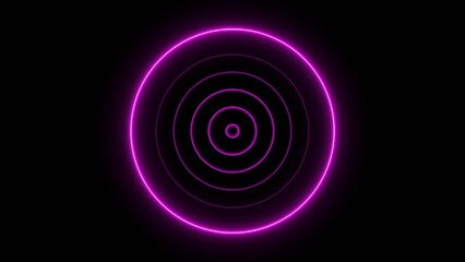 Technology Radio wave signal icon concept background. Neon radio wave radar HUD screen background illustration 4k.