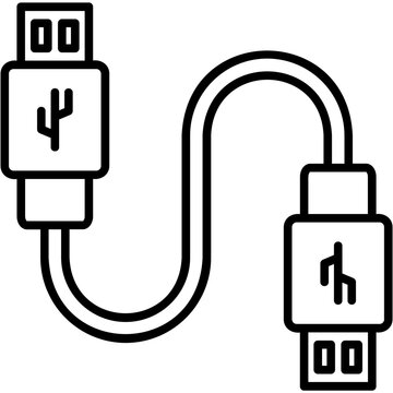 black usb cable icon clip art preview