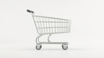 3D rendering of a simple shopping cart isolated on a white background