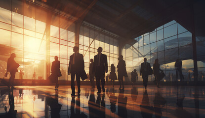 Corporate Hustle at Sunset: Professionals in the City
