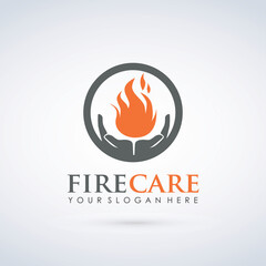 Abstract fire care logo template design. Vector Illustration