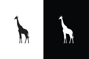 Giraffe icon silhouette vector illustration. Giraffe icon in flat black and white color