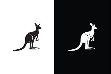 Fototapeta premium kangaroo icon silhouette, kangaroo icon vector illustration. Kangaroo design illustration template black white