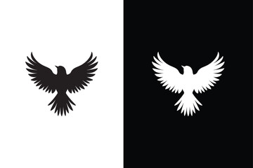 Eagle icon silhouette vector illustration. American eagle in flight. Vector illustration black white background.