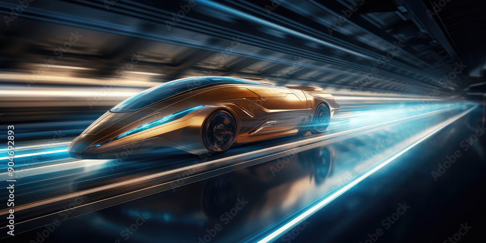 Sticker Futuristic High-Speed Vehicle Racing through Tunnel