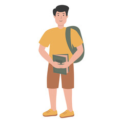 University Student Character. Flat Graphic Vector Illustration.