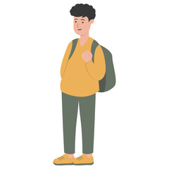 University Student Character. Flat Graphic Vector Illustration.
