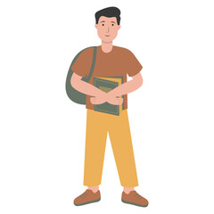 University Student Character. Flat Graphic Vector Illustration.