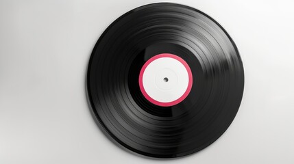 Fototapeta premium Vinyl record with an old-school label, isolated on a clean white background, perfect for marketing materials with space for copy text or logos