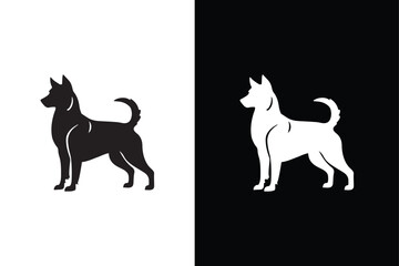 Dog icon silhouette vector illustration. Vector, isolated silhouette of a dog black white